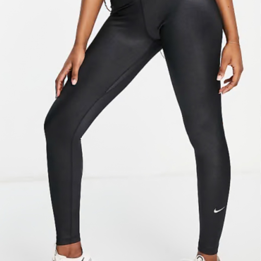 Nike Dri-FIT One Mid-Rise Full Length Shine Leggings In Black DD5439-010 Size S